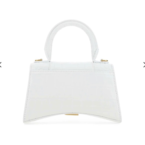 Balenciaga Hourglass XS Top Handle Bag White Croc Embossed - Picture 2 of 7